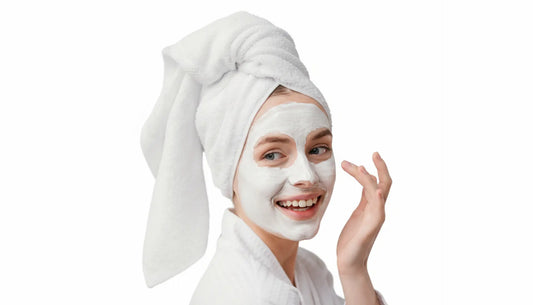 Woman-applies-white-face-mask