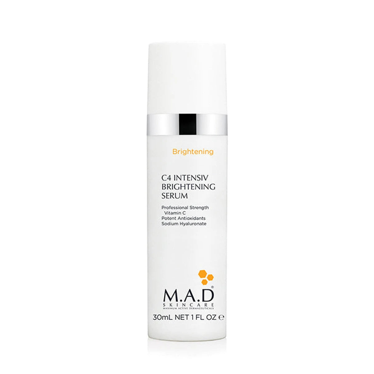 M.A.D C4 Intensiv Brightening Serum – Advanced Vitamin C Brightening Serum – 30 ml
سيروم سي 4 المكثّف لتفتيح البشرة – سيروم فيتامين سي لتفتيح متطور – 30 مل