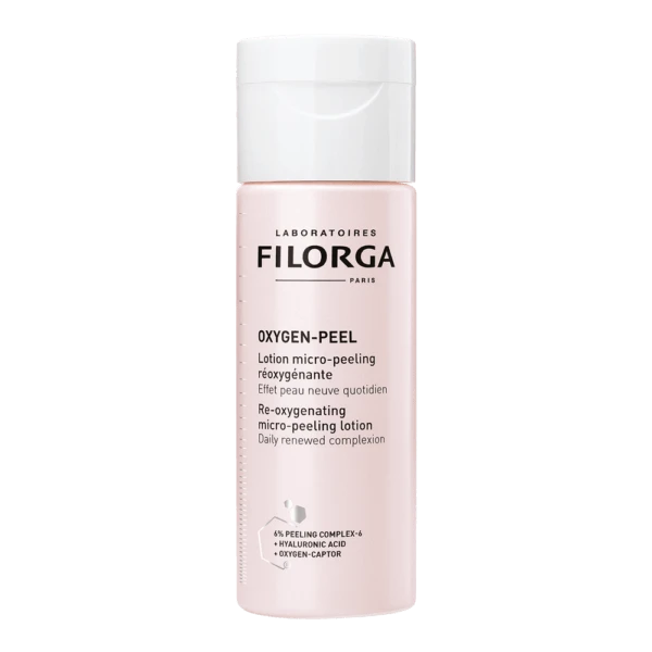 Filorga Oxygen-Peel Re-Oxygenating Micro-Peeling Lotion – Daily Exfoliating Toner – 150ml
لوشن فيلورجا أوكسيجين-بيل – تقشير يومي وتنشيط بالأوكسجين – 150 مل