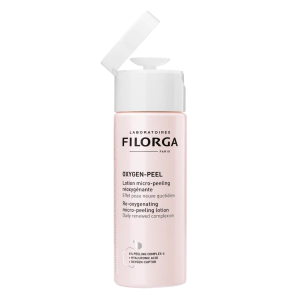 Filorga Oxygen-Peel Re-Oxygenating Micro-Peeling Lotion – Daily Exfoliating Toner – 150ml
لوشن فيلورجا أوكسيجين-بيل – تقشير يومي وتنشيط بالأوكسجين – 150 مل