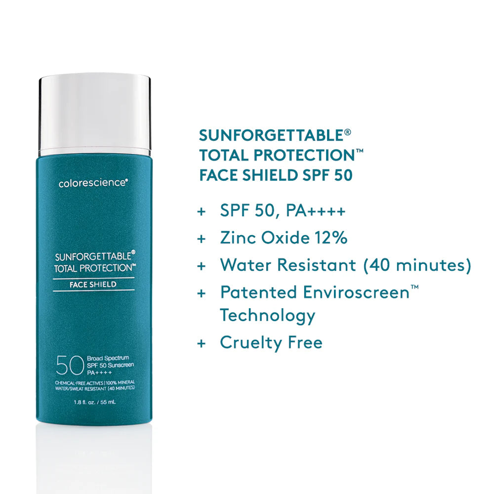 Colorescience Face Shield SPF 50 Classic – Mineral Sunscreen for Daily Use
واقي شمس كولورساينس فيس شيلد تركيبة كلاسيك – واقي شمس معدني للبشرة الحساسة وخالي من العطور