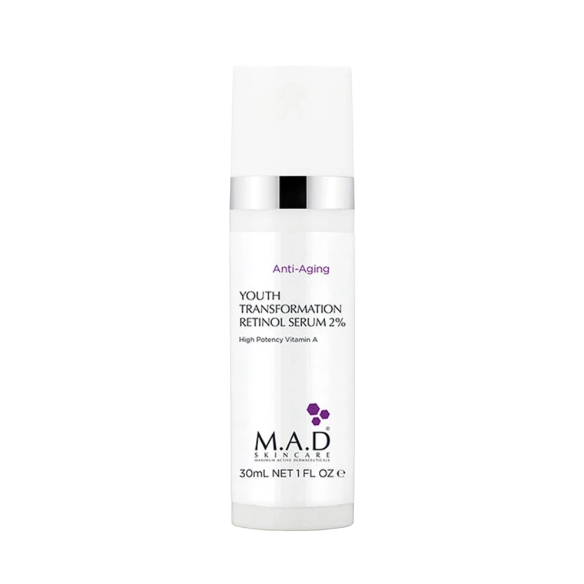 M.A.D Anti-Aging Youth Transformation Retinol Serum 2% – Advanced Anti-Wrinkle Treatment – 30 ml
سيروم  المحوِّل للشباب بالريتينول 2% – علاج متقدم لمكافحة التجاعيد – 30 مل