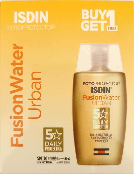 ISDIN Fusion Water Urban SPF 30 – Daily Sunscreen for City Protection
إسدين فيوجن ووتر أوربان  واقي شمس يومي للحماية من ملوثات المدينة


