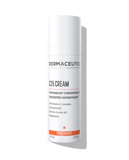 Dermaceutic C25 Cream – Vitamin C Antioxidant Moisturizer for Brightening and Skin Protection – 30ml

كريم ديرماسيوتيك C25 – كريم فيتامين C لتفتيح البشرة والحماية من العوامل البيئية – 30 مل

