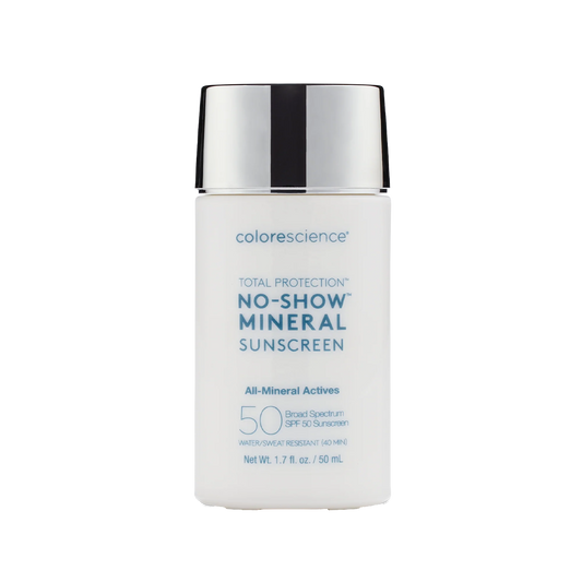 Colorescience No-Show SPF 50 – Invisible Mineral Sunscreen with Transparent Finish

صورة واقي شمس كولورساينس بتركيبة شفافة – مثالي لكل ألوان البشرة بدون أي بقايا

