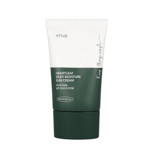 ANUA Heartleaf Silky Moisture Sun Cream  SPF50 - 50ml كريم مرطب حريري مع الهارتليف – حماية للبشرة الحساسة