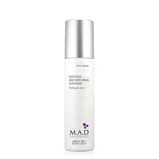 M.A.D Anti-Aging Glycolic Age Diffusing Cleanser – Exfoliating Anti-Wrinkle Cleanser – 200 ml
منظف  المقاوم للتقدم بالعمر بحمض الجليكوليك – غسول مقشر ضد التجاعيد – 200 مل


