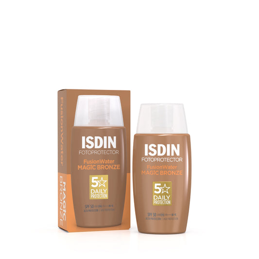 ISDIN Fusion Water Magic Bronze SPF 50 – Tinted Sunscreen for Radiant Skin
إسدين فيوجن ووتر ماجيك برونز SPF 50 – واقي شمس ملوّن لإشراقة صحية


