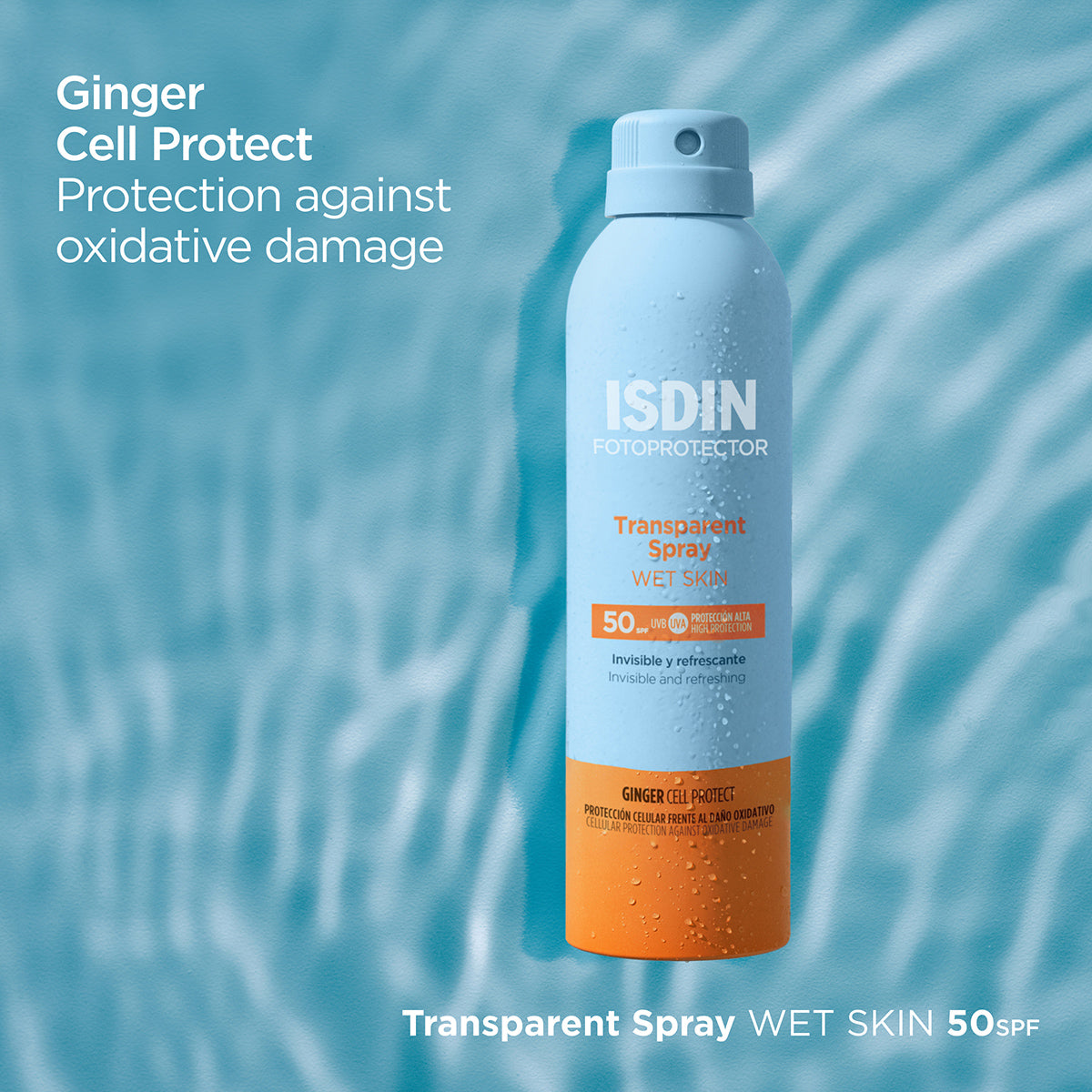 ISDIN Transparent Spray SPF 50 for Wet Skin – 250ml Sun Protection Spray
إسدين سبراي شفاف  للبشرة المبللة – واقي شمس 250 مل


