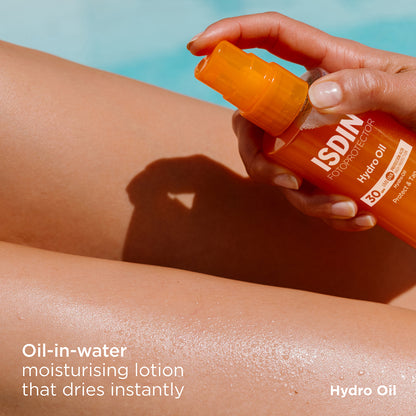 ISDIN Fotoprotector Hydro Oil SPF 30 – Sunscreen and tanning oil in one
إسدين هايدرو أويل SPF 30 – واقي شمس وزيت تسمير في منتج واحد